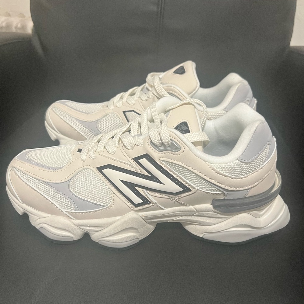New Balance 9060 Cream and Gray Athletic Shoes